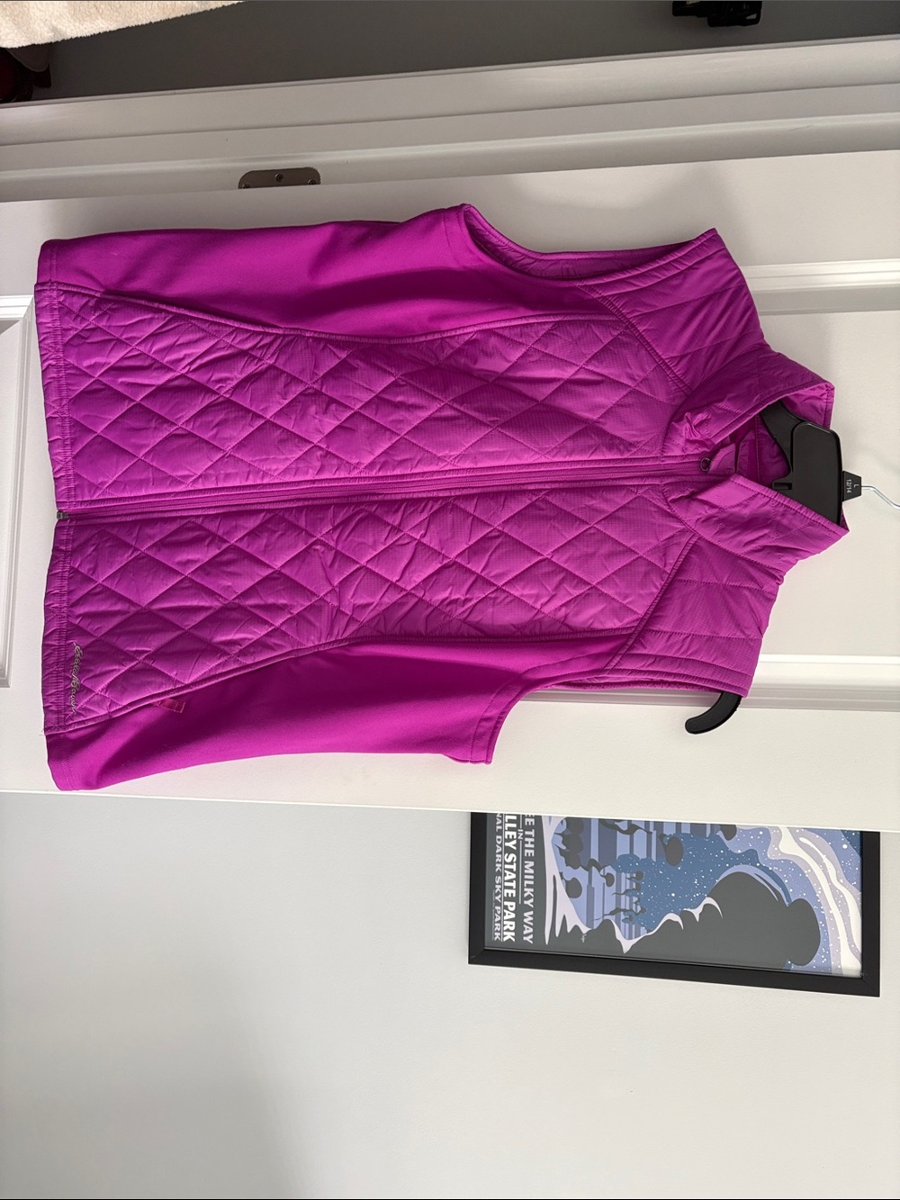 Eddie Bauer Quilted Sleeveless Vest in Bright Magenta
